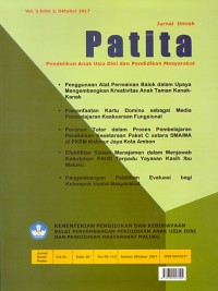 Jurnal ilmiah patita: pendidikan anak usia dini dan pendidikan masyarakat vol. 5 edisi 2, oktober 2017