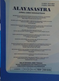 Alayasastra : jurnal ilmiah kesusastraan, volume 16 nomor 1, Mei 2020